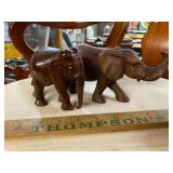 2 wood elephants