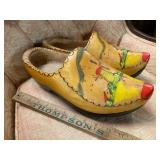 2 large wooden shoes