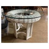 Wicker table with glass top