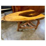 Rustic wood slab table