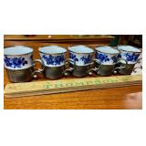 5 German cobalt blue cups