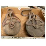 Pair of Wooden Pullies