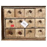 Wooden 12 Drawer Organizer -Loaded Bolts Etc.