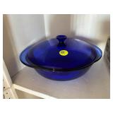Blue Glass Casserole w/Lid