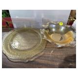 Carnival Glass Bowl, Yellow Depression Glass Plate