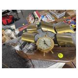 Ship Clock & sm. Metal Ship