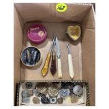 Caligraphy Tips, Button Hooks, Metal Buttons