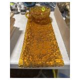 Amber Glass Bowl & Tray