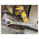 DeWalt Elec. Drill BAD CORD & 15" Crescent Wrench