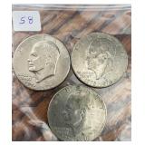 Lot of 3 Bi-Centennial Eisenhower Dollars