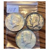 3 1964 Kennedy Half Dollars