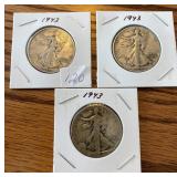 3 1943 Wlaking Liberty Half Dollars