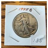 1945 D Walking Liberty Half Dollar