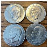 4 1971 Eisenhower Dollars