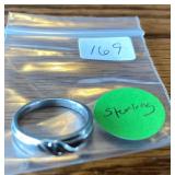 Sterling Silver Ring w/3 Diamond Chips