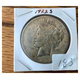 1922 S  Silver Peace Dollar