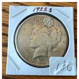 1922 S Silver Peace Dollar