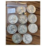 10  Silver Quarters 64 and Earlier