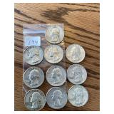 10 Silver Quarters 64 & Earlier