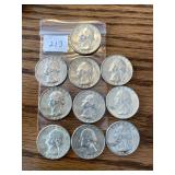 10 Silver Quarters 1964 & Earlier