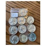 10 Silver Quarters 1964 & Earlier
