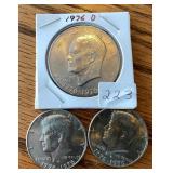 1976 D Bicentennial Dollar & 2 Bicenntenial