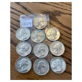 10 Silver Quarters 64 & Earlier