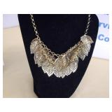 Multi-Leaf Vintage Metal Gold-Tone Necklace