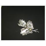 Leaf with Rhinestones 3-D Brooch Pin