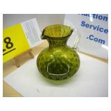 Optic Glass Pitcher in Vintage Olive Green