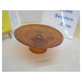 Vintage Amber Color Glass Pedestal Stand