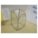 Candle Cover, Glass and Metal with Etched Cross