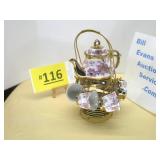 Beautiful Porcelain Teapot, 6 Cups, 6 Saucers Set