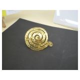 Art Deco Brooch, Geometric Modernist Spiral