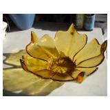 Beautiful Amber Glass Lotus Petal Bowl