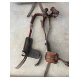 Pair of Leather and Metal Climbing Spurs