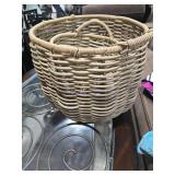 Set of Two Woven Rattan Baskets with Handles