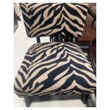 Black and Beige Zebra Print Upholstered Side Chair