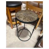 Round Mosaic Accent Table with Metal Base