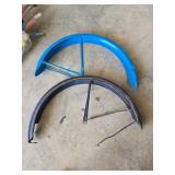 Two Vintage Bicycle Fenders in Blue and Black