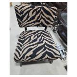 Modern Accent Chair with Zebra Pattern Upholstery
