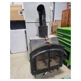 Metal Wood-Burning Stove With Glass Doors