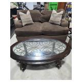 Living Room Furniture Set with Sofas and Glass Tab