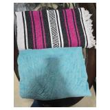 Striped Textile and Light Blue Fabric Set