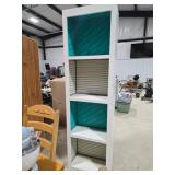 Handmade White Wooden Shelving Unit with Patterned