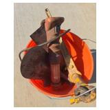 Lot of Garden and Hand Tools with Plastic Bucket