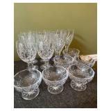 15 Clear Cut Glass Stemware Pieces in Various Size