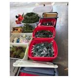 Ten Totes With Holiday Christmas Lights, Wreaths,