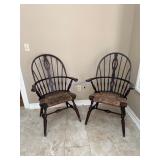 Wooden Armchairs with Spindle Back and Woven Seats