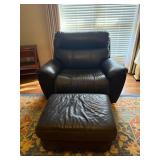 Leather Reclining Chair with USB Port and Ottoman